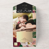 ブラックゴールド フローラル ウェディング オールインワン招待状 (外側)