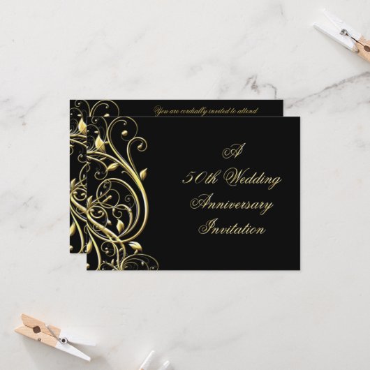 ブラックゴールド フローリッシュ 50周年記念 招待状 (正面/裏面インサイチュ)