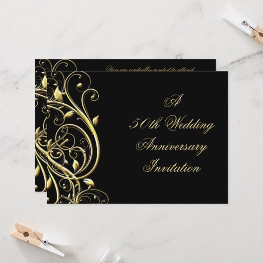 ブラックゴールド フローリッシュ 50周年記念 招待状 (正面/裏面インサイチュ)