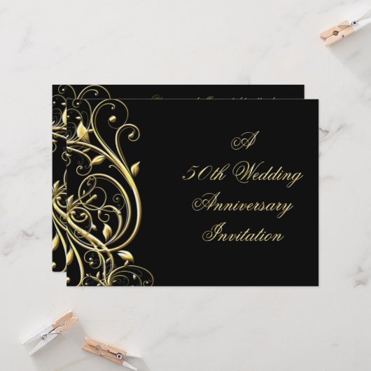 ブラックゴールド フローリッシュ 50周年記念 招待状 (正面/裏面インサイチュ)