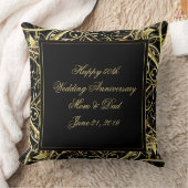 ブラックゴールド フローリッシュ 50周年 結婚記念日 クッション (ブランケット)