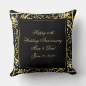 ブラックゴールド フローリッシュ 50周年 結婚記念日 クッション (裏面)