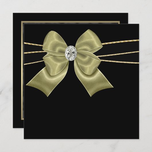 ブラックゴールド ブラック オール オケージョン パーティー インビテーションズ 招待状 (正面/裏面)