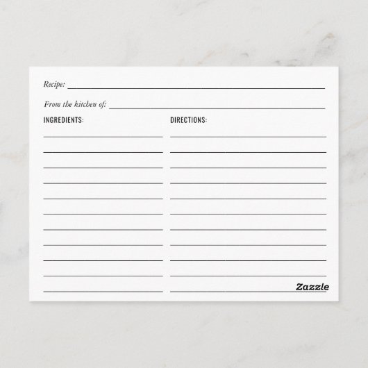 ブラックゴールド ブラッシュ フラワーブライダルシャワーレシピカード ポストカード (裏面)