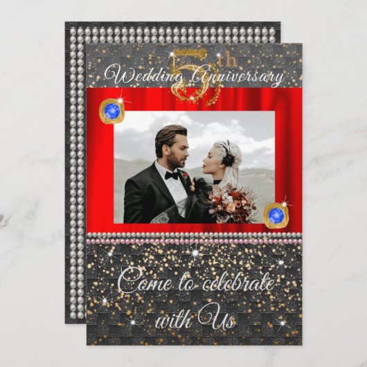 ブラックゴールド&ブルーサファイア 5周年記念 招待状 (正面/裏面)