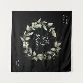 ブラックゴールド ボタニカル 多肉植物 ブライダルシャワー タペストリー (正面(横))