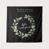 ブラックゴールド ボタニカル 多肉植物 ブライダルシャワー タペストリー (正面)