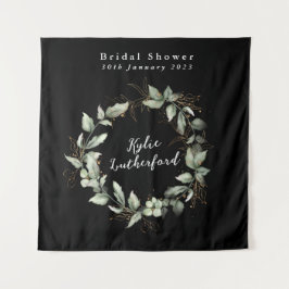ブラックゴールド ボタニカル 多肉植物 ブライダルシャワー タペストリー