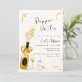 ブラックゴールド ポッピン ボトル シャンパン ベイビー シャワーパーティー 招待状 (スタンド正面)