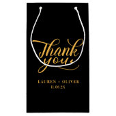 ブラックゴールド | ミニマリスト ウェディング サンクス スモールペーパーバッグ (裏面)