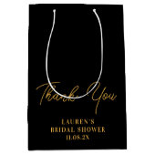 ブラックゴールド ミニマリスト ブライダルシャワー サンクス ミディアムペーパーバッグ (正面)