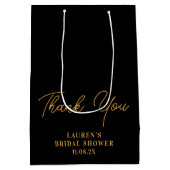 ブラックゴールド ミニマリスト ブライダルシャワー サンクス ミディアムペーパーバッグ (裏面)