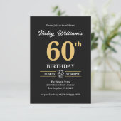 ブラックゴールド ミニマリスト モダン シンプル 60歳の誕生日 招待状 (スタンド正面)