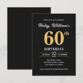 ブラックゴールド ミニマリスト モダン シンプル 60歳の誕生日 招待状 (正面/裏面)