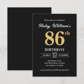 ブラックゴールド ミニマリスト モダン シンプル 86歳の誕生日 招待状 (正面/裏面)