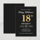 ブラックゴールド ミニマル シンプル モダン 18歳誕生日 招待状 (正面/裏面)