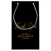 ブラックゴールド ミニマル ブライダルシャワー サンクス スモールペーパーバッグ (裏面)