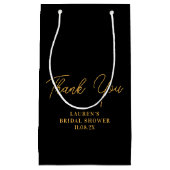 ブラックゴールド ミニマル ブライダルシャワー サンクス スモールペーパーバッグ (正面)