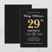 ブラックゴールド ミニマル モダン シンプル 29歳の誕生日 招待状 (正面/裏面)