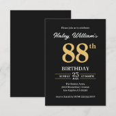 ブラックゴールド ミニマル モダン シンプル 88歳 誕生日 招待状 (正面/裏面)