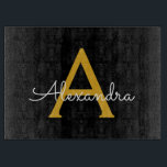 ブラックゴールド モダンスクリプト ガーリー モノグラム ネーム カッティングボード<br><div class="desc">ブラックゴールド シンプル スクリプト モノグラム ネーム カッティングボード。豪華でおしゃれなスタイルが好きな人への、卒業、誕生日、結婚式、ブライダルシャワー、結婚記念日、ベビーシャワー、バチェロレッテパーティーのギフトに最適。</div>