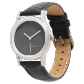 ブラックゴールド モダンスクリプト ガーリー モノグラム ネーム 腕時計 (アングル)