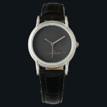 ブラックゴールド モダンスクリプト ガーリー モノグラム ネーム 腕時計<br><div class="desc">ブラックとゴールドのシンプルなスクリプト モノグラム ネーム ウォッチ。豪華で洗練されたスタイルを愛する人への、卒業式、誕生日、結婚式、ブライダルシャワー、結婚記念日、ベビーシャワー、バチェロレッテパーティーのプレゼントに最適です。</div>