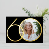 ブラックゴールド モダン オリジナル写真 60歳の誕生日 箔招待状 (立ち正面)