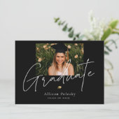 ブラックゴールド モダン カレッジ 高校卒業式 案内状 (スタンド正面)