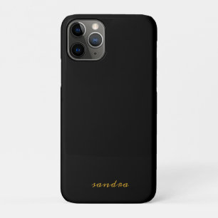 ブラックゴールド モダン シック スクリプト ガーリー モノグラム ネーム iPhone 11 PROケース