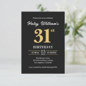 ブラックゴールド モダン シンプル 31歳の誕生日 招待状 (スタンド正面)