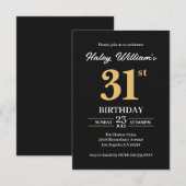 ブラックゴールド モダン シンプル 31歳の誕生日 招待状 (正面/裏面)