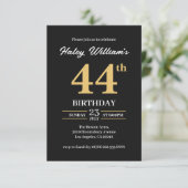 ブラックゴールド モダン シンプル 44歳の誕生日 招待状 (スタンド正面)