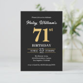 ブラックゴールド モダン シンプル 71歳の誕生日 招待状 (スタンド正面)