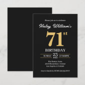 ブラックゴールド モダン シンプル 71歳の誕生日 招待状 (正面/裏面)