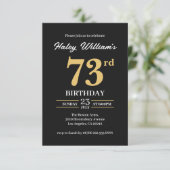 ブラックゴールド モダン シンプル 73歳の誕生日 招待状 (スタンド正面)