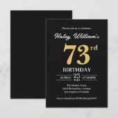 ブラックゴールド モダン シンプル 73歳の誕生日 招待状 (正面/裏面)
