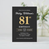 ブラックゴールド モダン シンプル 81歳の誕生日 招待状 (スタンド正面)