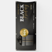 ブラックゴールド モダン ブラックフライデーセール 屋外バナー 横断幕 (縦)