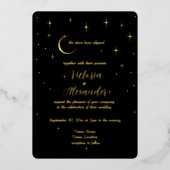 ブラックゴールド モダン ミニマル セレスチアル 箔招待状 (正面)