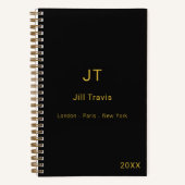 ブラックゴールド モダン ミニマル ラグジュアリー ノートブック (正面)