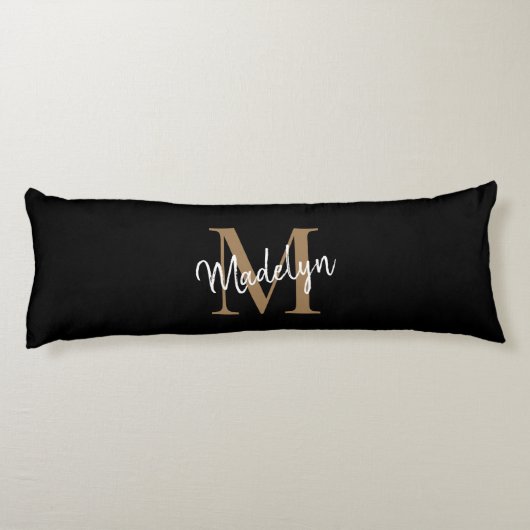 ブラックゴールド モノグラム スクリプト 新婚記念日 ボディピロー (裏面)