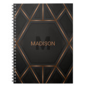 ブラックゴールド ラグジュアリー モダン ミニマル アブストラクト ノートブック (正面)