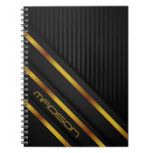ブラックゴールド ラグジュアリー モダン ミニマル アブストラクト ノートブック (正面)