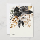 ブラックゴールド ラックス フラワー ウェディング メニュー カード (裏面)