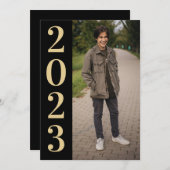 ブラックゴールド ラージ ナンバー 2022 卒業 オープンハウス 招待状 (正面/裏面)