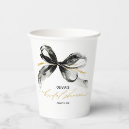 ブラックゴールド リボン ボウ ファンシー ブライダル シャワー 紙コップ