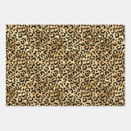 ブラックゴールド レオパードプリント チーター アニマルプリント トレンド ラッピングペーパーシート