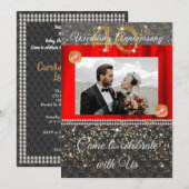 ブラックゴールド＆レッドダイヤモンド 40周年記念結婚式 招待状 (正面/裏面)