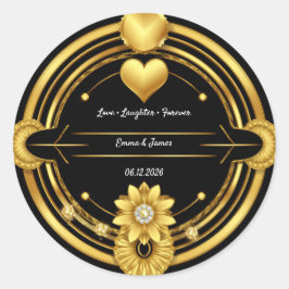 ⭐️ ブラックゴールド ロマンティック ウェディング クレスト 💛 ラウンドシール